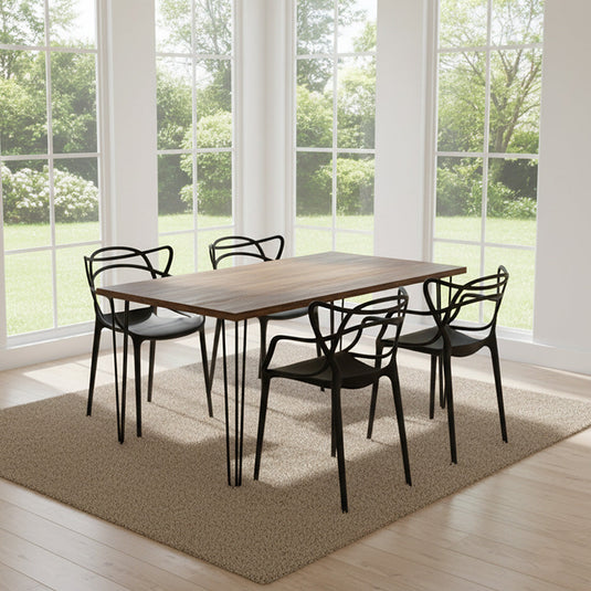 Set de 4 Sillas Palermo, Color Negro, con Espaldar y Diseño Moderno