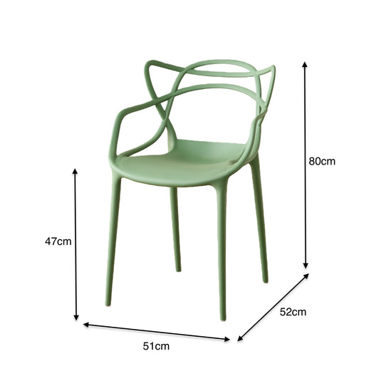 Set de 4 Sillas Palermo, Color Verde, con Espaldar y Diseño Moderno