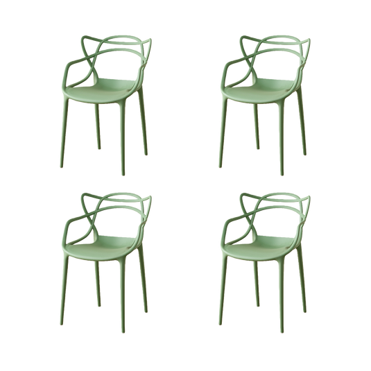 Set de 4 Sillas Palermo, Color Verde, con Espaldar y Diseño Moderno