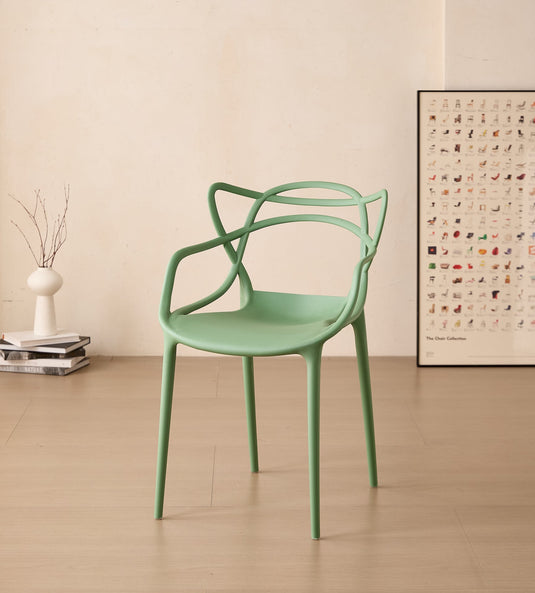 Set de 4 Sillas Palermo, Color Verde, con Espaldar y Diseño Moderno