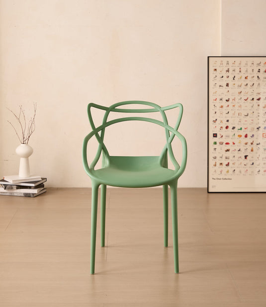 Set de 4 Sillas Palermo, Color Verde, con Espaldar y Diseño Moderno