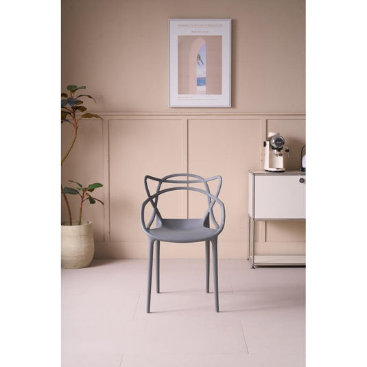 Silla Palermo, Color Gris, con Espaldar y Diseño Moderno
