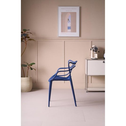 Set de 4 Sillas Palermo, Color Azul, con Espaldar y Diseño Moderno