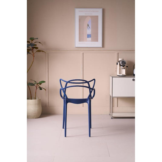 Set de 4 Sillas Palermo, Color Azul, con Espaldar y Diseño Moderno