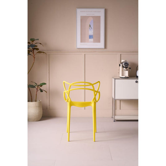 Set de 4 Sillas Palermo, Color Amarillo, con Espaldar y Diseño Moderno