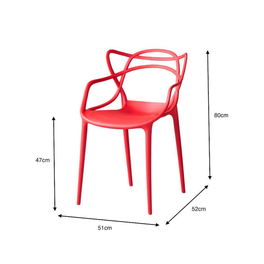 Silla Palermo, Color Rojo, con Espaldar y Diseño Moderno