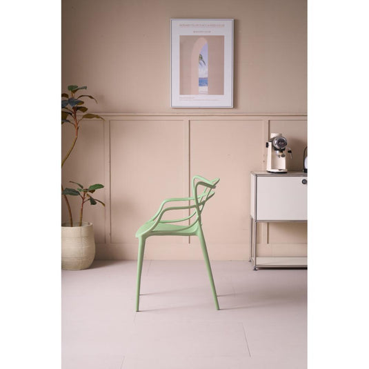 Set de 4 Sillas Palermo, Verde Claro, con Espaldar y Diseño Moderno