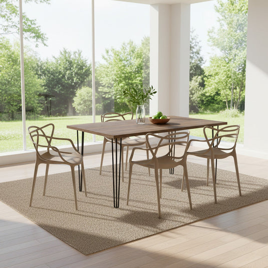 Set de 4 Sillas Palermo, Color Taupe, con Espaldar y Diseño Moderno