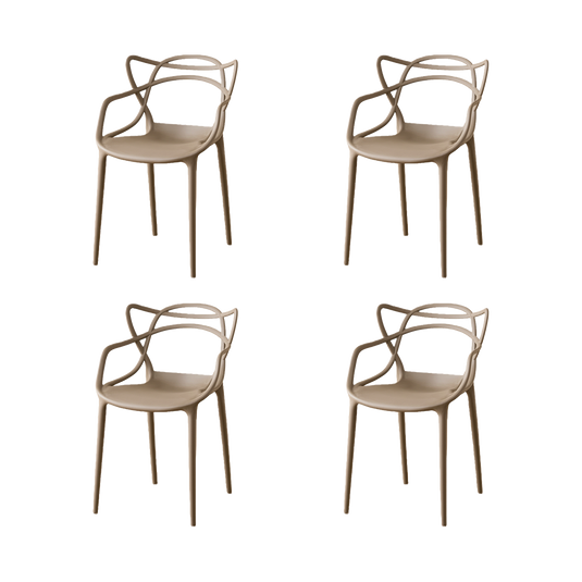 Set de 4 Sillas Palermo, Color Taupe, con Espaldar y Diseño Moderno