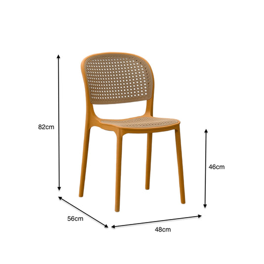 Silla Nest, Naranja y Beige, con Espaldar y Asiento en Rejilla