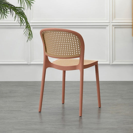 Set de 2 Sillas Nest, Color Salmón y Beige, con Espaldar y Asiento en Rejilla