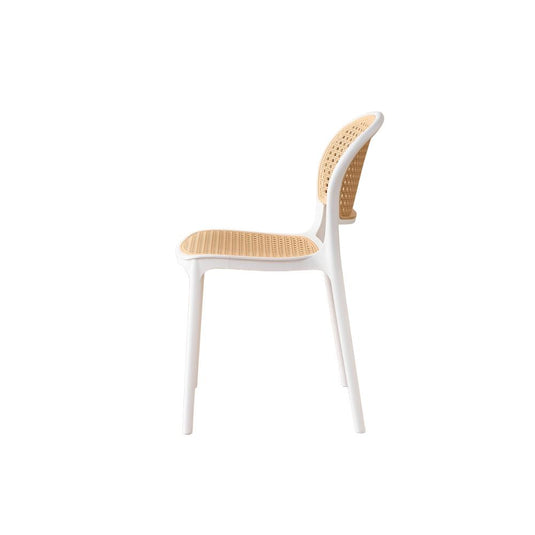 Silla Nest, Color Blanco y Beige, con Espaldar y Asiento en Rejilla