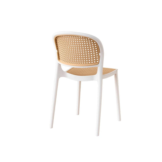 Silla Nest, Color Blanco y Beige, con Espaldar y Asiento en Rejilla