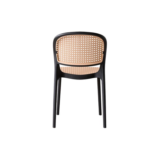 Set de 4 Sillas Nest, Color Negro y Beige, con Espaldar y Asiento en Rejilla