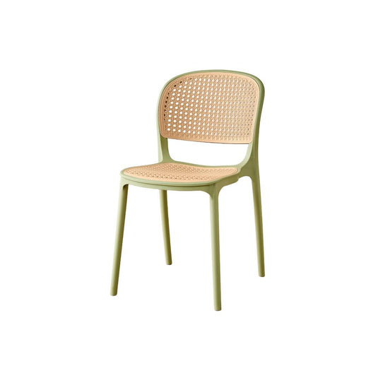 Set de 4 Sillas Nest, Color Verde Olivo y Beige, con Espaldar y Asiento en Rejilla