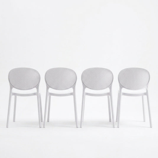 Silla Florida, Color Blanco, con Espaldar y Diseño Moderno X4