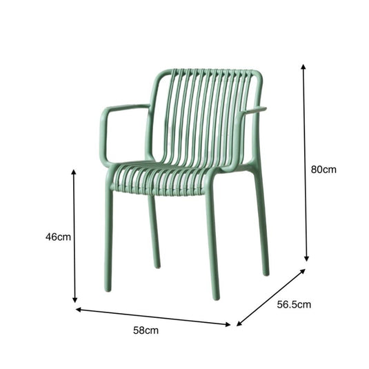 Set de 2 Sillas Terra con Brazos, Color Verde Olivo, con Espaldar