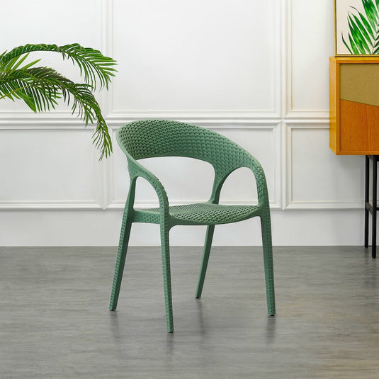 Set de 2 Sillas Axel, Verde Olivo, con Espaldar, Reposa Brazos y con Textura Trenzada