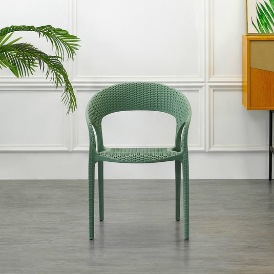 Set de 2 Sillas Axel, Verde Olivo, con Espaldar, Reposa Brazos y con Textura Trenzada