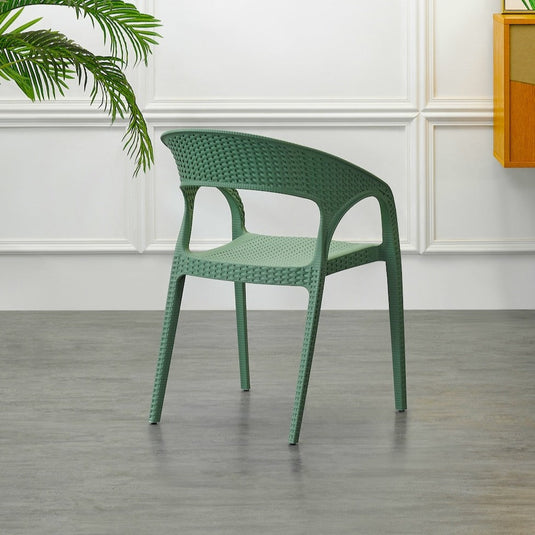 Set de 4 Sillas Axel, Verde Olivo, con Espaldar, Reposa Brazos y con Textura Trenzada