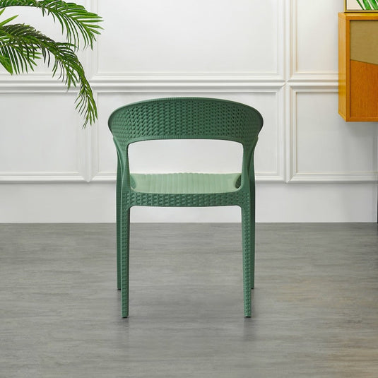 Set de 4 Sillas Axel, Verde Olivo, con Espaldar, Reposa Brazos y con Textura Trenzada