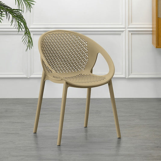Set de 4 Sillas Selva con Brazos, Color Khaki, con Espaldar
