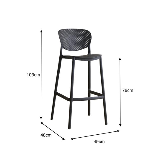 Set de 4 Sillas para Bar Río, Color Negro, Diseño Moderno