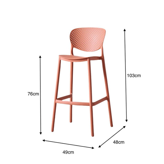 Set de 4 Sillas para Bar Río, Color Terracota, Diseño Moderno