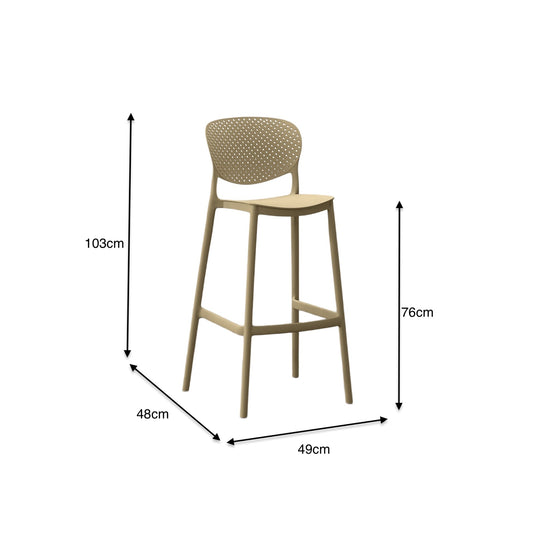 Set de 4 Sillas para Bar Río, Color Khaki, Diseño Moderno
