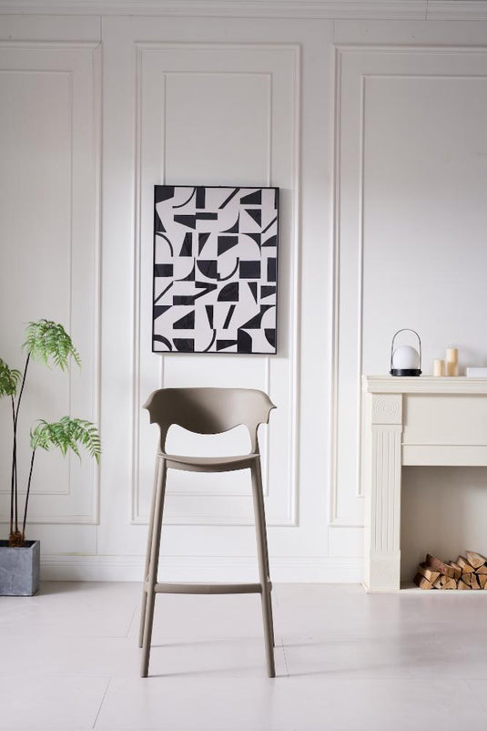 Silla para Bar Elena, Color Taupe, Diseño Moderno X2