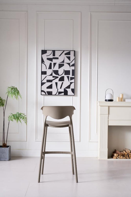 Silla para Bar Elena, Color Taupe, Diseño Moderno X2