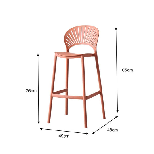 Set de 4 Sillas para Bar Paraíso, Color Terracota, Diseño Moderno