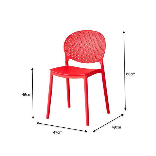 Set de 2 Sillas Florida, Color Rojo, con Espaldar y Diseño Moderno