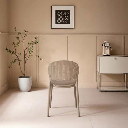 Silla Florida, Color Taupe, con Espaldar y Diseño Moderno