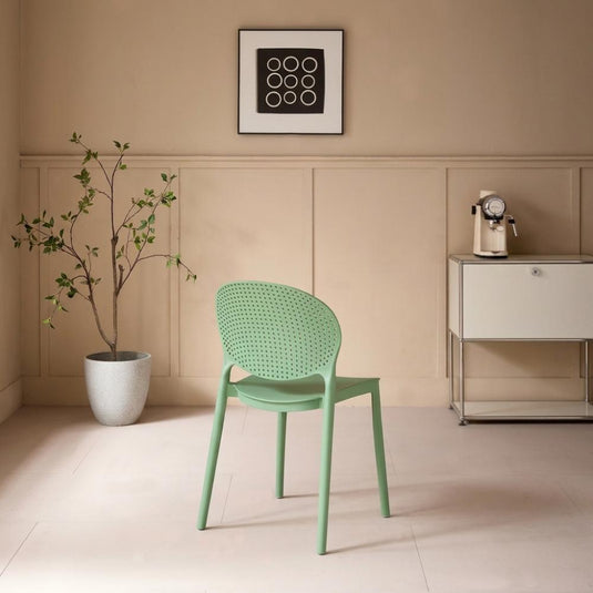 Set de 4 Sillas Florida, Color Verde, con Espaldar y Diseño Moderno