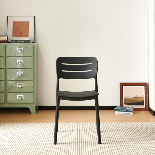 Set de 4 Sillas Harriman, Negro, con Medio Espaldar y Diseño Minimalista