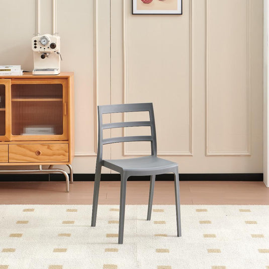 Set de 2 Sillas New York, Gris Oscuro, con Espaldar en Líneas y Diseño Minimalista