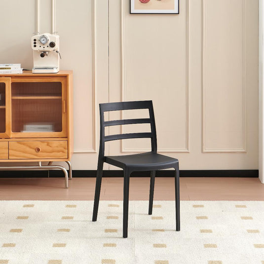 Silla New York, Negro, con Espaldar en Líneas y Diseño Minimalista