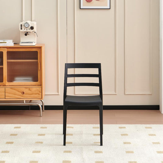 Silla New York, Negro, con Espaldar en Líneas y Diseño Minimalista