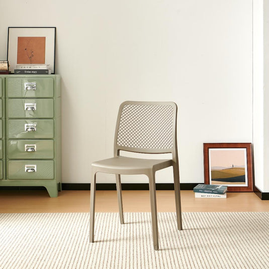Set de 2 Sillas Manhattan, Taupe, con Espaldar en Rejilla y Diseño Minimalista