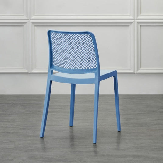 Set de 4 Sillas Manhattan, Azul Oceano, con Espaldar en Rejilla y Diseño Minimalista