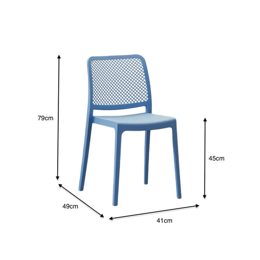 Set de 4 Sillas Manhattan, Azul Oceano, con Espaldar en Rejilla y Diseño Minimalista