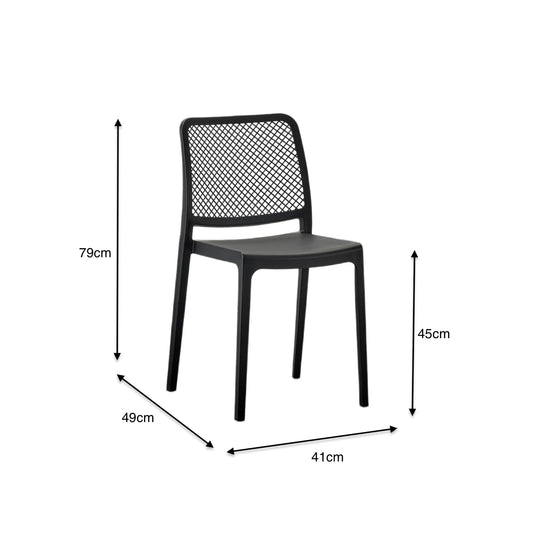 Silla Manhattan, Negra, con Espaldar en Rejilla y Diseño Minimalista