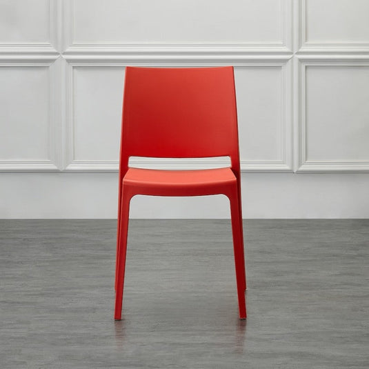 Set de 4 Sillas Soho, Roja, con Espaldar Cerrado y Diseño Minimalista