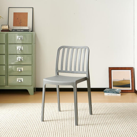 Set de 2 Sillas Brooklyn, Gris Oscuro, con Espaldar en Rayas y Diseño Minimalista