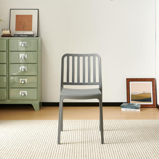 Set de 2 Sillas Brooklyn, Gris Oscuro, con Espaldar en Rayas y Diseño Minimalista