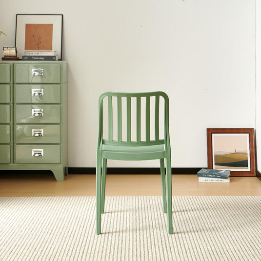 Silla Brooklyn, Verde, con Espaldar en Rayas y Diseño Minimalista