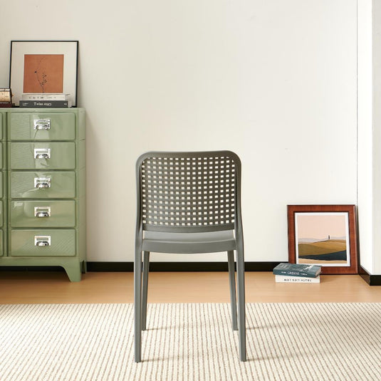 Set de 2 Sillas Bronx , Gris Oscuro, con Espaldar en Cuadrados y Diseño Minimalista