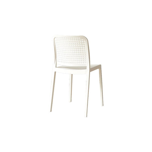 Set de 4 Sillas Bronx , Blanco, con Espaldar en Cuadrados y Diseño Minimalista