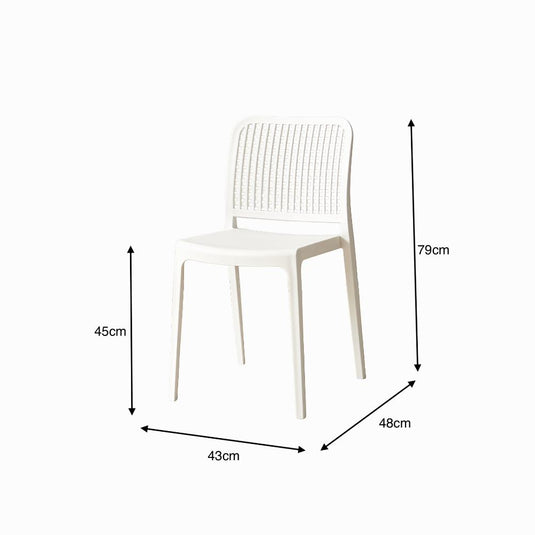 Set de 2 Sillas Bronx, Blanco, con Espaldar en Cuadrados y Diseño Minimalista